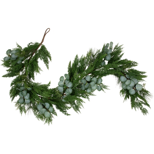 Real Touch Eucalyptus and Mixed Pine Artificial Christmas Garland - 6' x 8" - Unlit