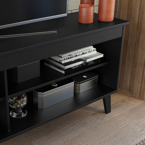 Meuble pour téléviseur Madesa avec 4 tablettes et un système de gestion des câbles pour meuble audio-vidéo moderne en bois de 55, 65 po - noir