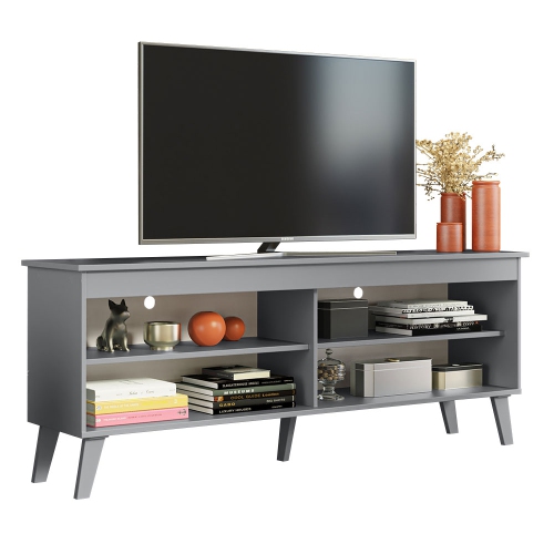 Madesa TV Stand Unit with 4 Shelves and Cable Management for 55, 65 Inch Media Console Entertainment Center Modern Wooden Television Cabinet - Gray
