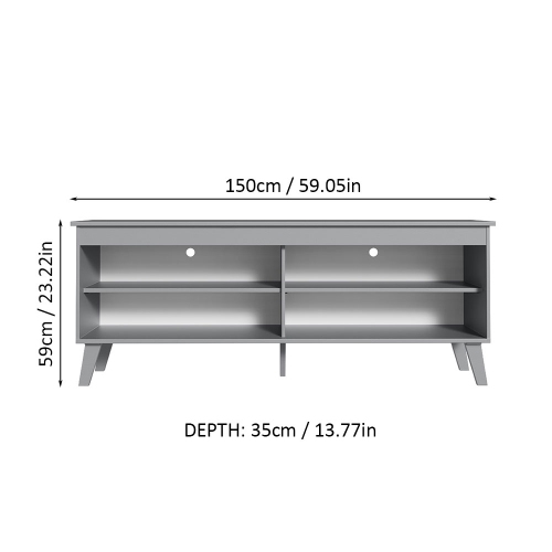 Meuble pour téléviseur Madesa avec 4 tablettes et un système de gestion des câbles pour meuble audio-vidéo moderne en bois de 55, 65 po - gris