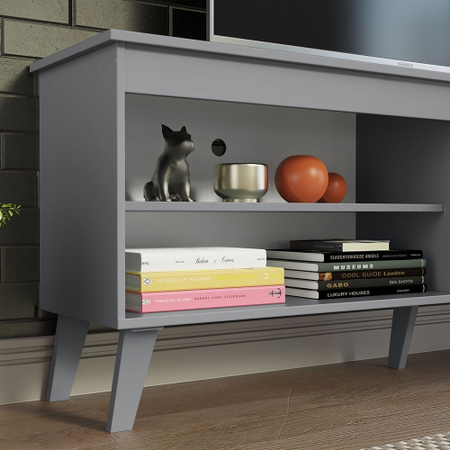 Meuble pour téléviseur Madesa avec 4 tablettes et un système de gestion des câbles pour meuble audio-vidéo moderne en bois de 55, 65 po - gris