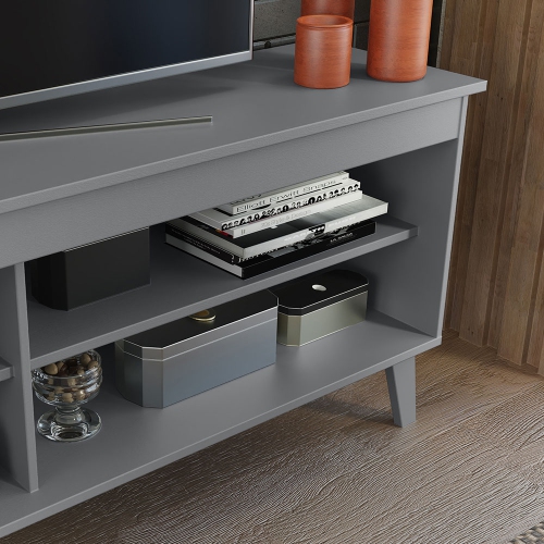 Meuble pour téléviseur Madesa avec 4 tablettes et un système de gestion des câbles pour meuble audio-vidéo moderne en bois de 55, 65 po - gris