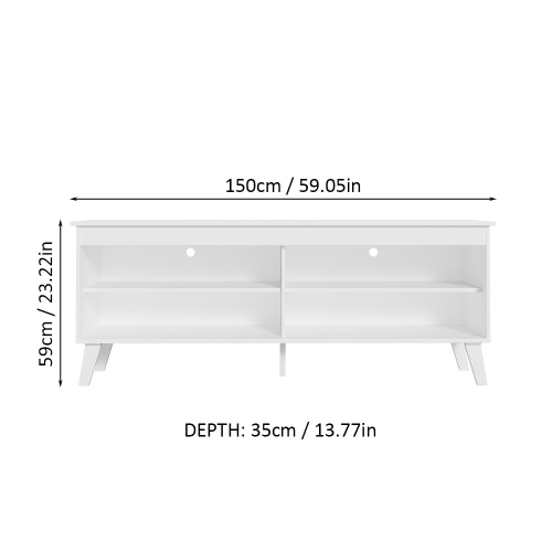 Meuble pour téléviseur Madesa avec 4 tablettes et système de gestion des câbles pour meuble audio-vidéo moderne en bois de 55, 65 po - blanc
