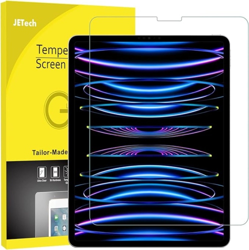 Image 1 de 6.. Paquet de 2 – Protecteur d'écran pour iPad Pro 12,9&nbsp;po 2022/2021/2020/2018, compatible avec Face ID, film en verre trempé 9H