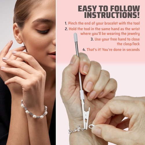 Jewelry Helper - 6" Fastening and Hooking Tool for Bracelets, Watches, Necklaces and Clasps or Closures - Buddy Helps Prevent Wrist Strain for