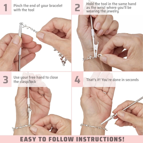 Jewelry Helper - 6" Fastening and Hooking Tool for Bracelets, Watches, Necklaces and Clasps or Closures - Buddy Helps Prevent Wrist Strain for