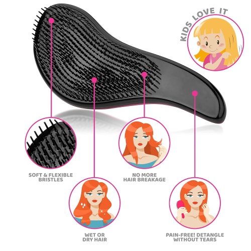 Detangling Brush - Detangler Brushes Set, Pain-Free Hair Brush Straightener That Removes Tangles and Knots Straightening Hair Shiny and Smooth
