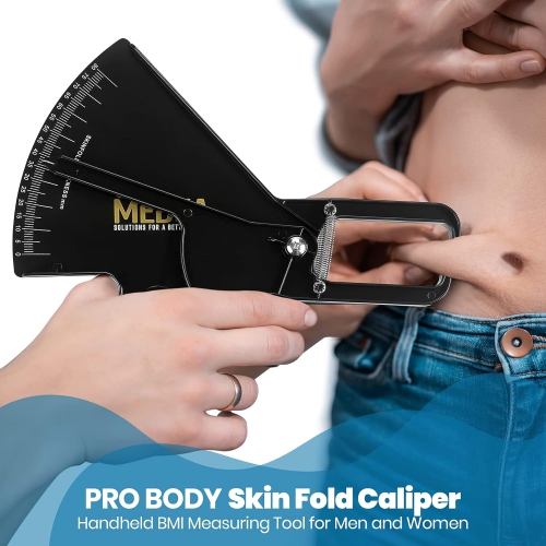 Pro Body Skin Caliper - Handheld Bmi Measuring Tool - Accurate Skinfold Caliper Measures Fat for Men and Women, for Monitoring Fitness and Weight