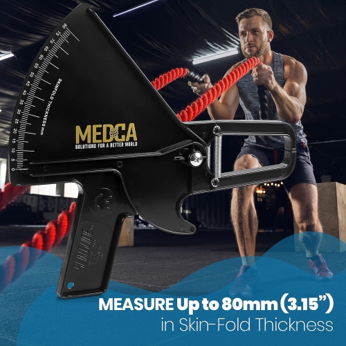 Pro Body Skin Caliper - Handheld Bmi Measuring Tool - Accurate Skinfold Caliper Measures Fat for Men and Women, for Monitoring Fitness and Weight