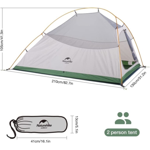 Naturehike Upgraded Cloud Up 2 Person Backpacking Tent for 4 Season Lightweight