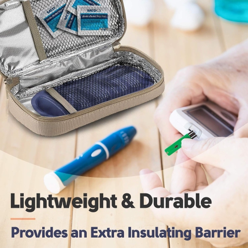 Étui de voyage isotherme pour diabétiques avec 2 blocs réfrigérants en gel – glacière de sacs réutilisables, légers et durables pour médicaments,