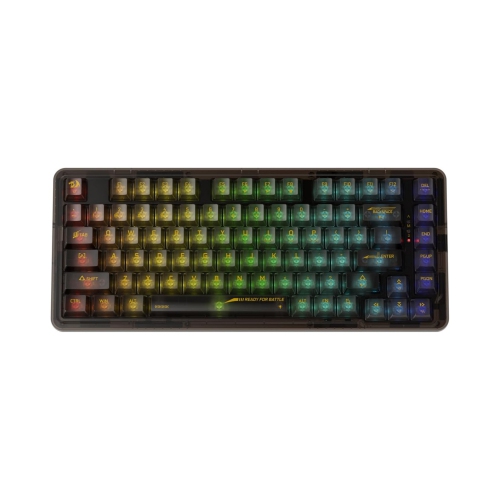 78% Wireless Gasket RGB Gaming Keyboard, 3-Modes 82 Keys Full-Transparent Hot-Swap Compact Mechanical Keyboard w/Upgraded Socket, Translucent Custom
