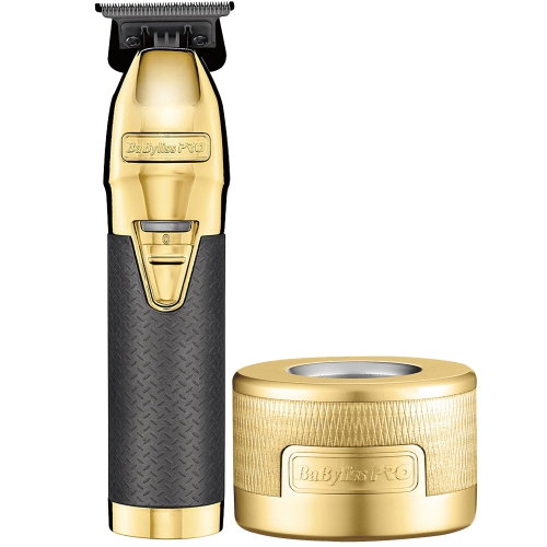 BaByliss PRO Gold FX Boost + Metal Lithium Outlining Trimmer + Babyliss Pro Gold FX Trimmer Charging Base fits FX787 Trimmers