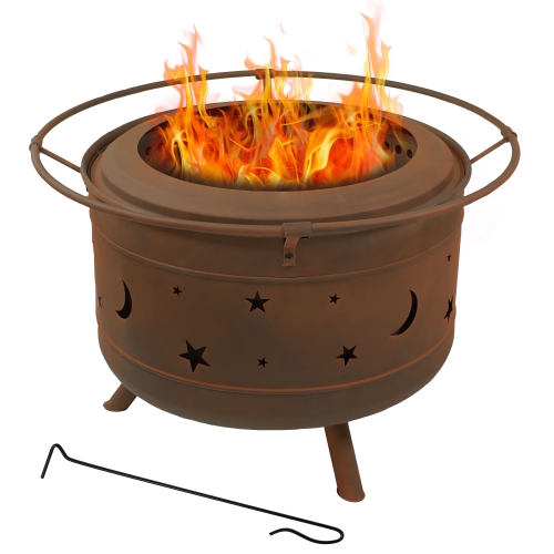 Sunnydaze 30 in Cosmic Steel Smokeless Fire Pit with Log Poker and Cover
