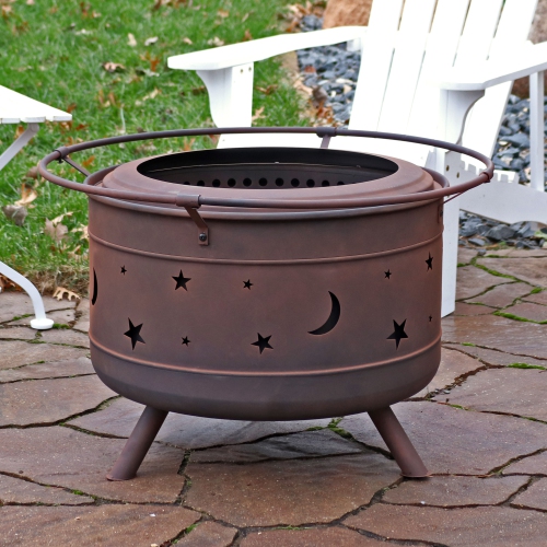 Sunnydaze 30 in Cosmic Steel Smokeless Fire Pit with Log Poker and Cover