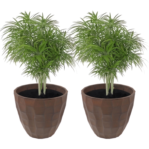 SUNNYDAZE DECOR  Sunnydaze Pebbled Polyresin Outdoor Planter - - Set Of 2 In Dark Brown Without a doubt, I loved it, I love it and I love it!