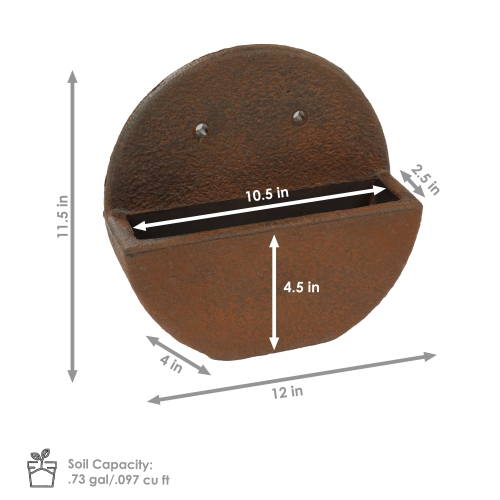 Sunnydaze 12 in Round Wall-Mounted Outdoor Planter - Dark Brown - Set of 2