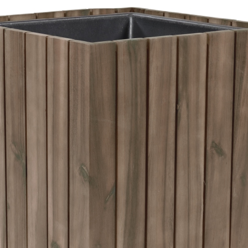 Sunnydaze 2-Piece Square Wood Planter Box with Liner - Anthracite
