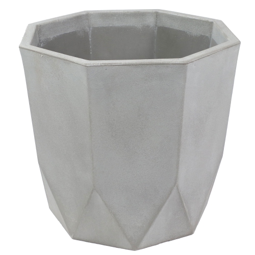 SUNNYDAZE DECOR  Sunnydaze 14.25 In Modern Faceted Polyresin Outdoor Planter - Light In Gray