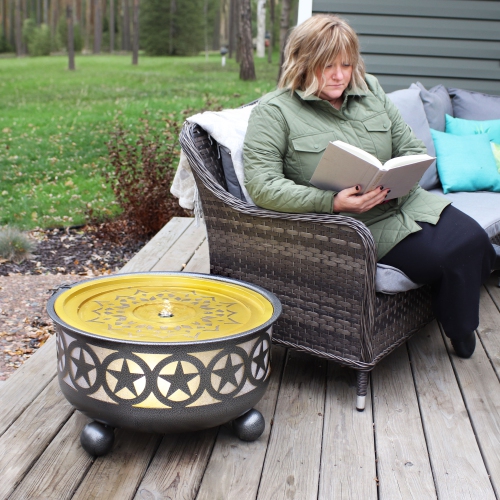 Sunnydaze All Star Galvanized Iron Outdoor Bowl Fountain with LED Lights