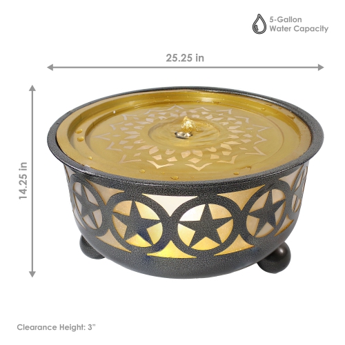 Sunnydaze All Star Galvanized Iron Outdoor Bowl Fountain with LED Lights