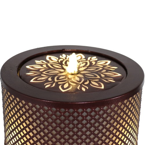 Sunnydaze Repeating Diamond Cylinder Iron Water Fountain with LED Lights