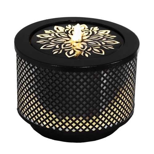 Sunnydaze Repeating Diamond Cylinder Iron Water Fountain with LED Lights