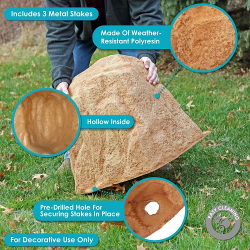 Sunnydaze – Rock de paysage en polyrésine artificielle avec piquets – Sable