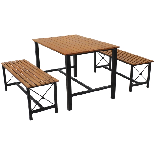 SUNNYDAZE DECOR  Sunnydaze 3-Piece European Chestnut Patio Dining Set