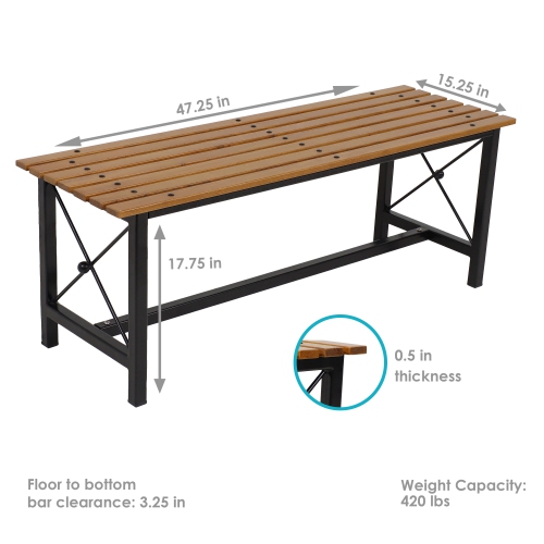 Sunnydaze 17.75" European Chestnut Patio Dining Bench