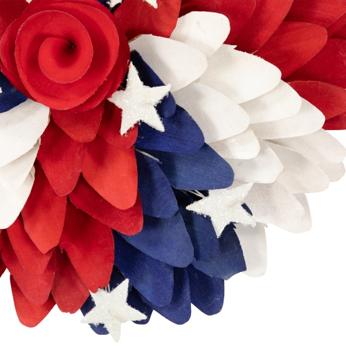 Americana Petals and Rose Artificial Wooden Floral Wreath - 11"