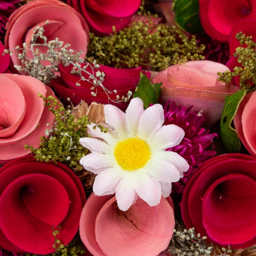 Mixed Floral and Berries Artificial Valentine's Day Heart Wreath - 10.25"