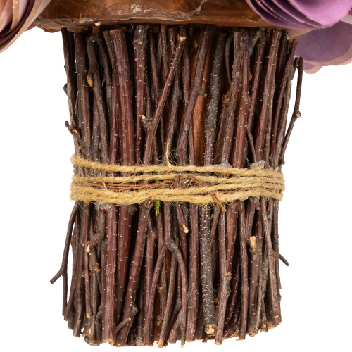 Wooden Floral Artificial Spring Bouquet - 9.5" - Wine Red and Purple