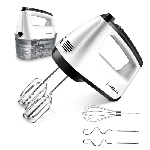 BAIGELONG Hand Electric Mixer, 300W Ultra Power Food Kitchen Mixer with 5  Self-Control Speeds + Turbo Boost, 5 Stainless Steel Attachments Handheld