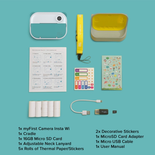 Mon appareil photo Mon premier Wi-Fi – appareil photo instantané pour enfants avec étiqueteuse thermique sans fil à transfert, carte microSD gratuite