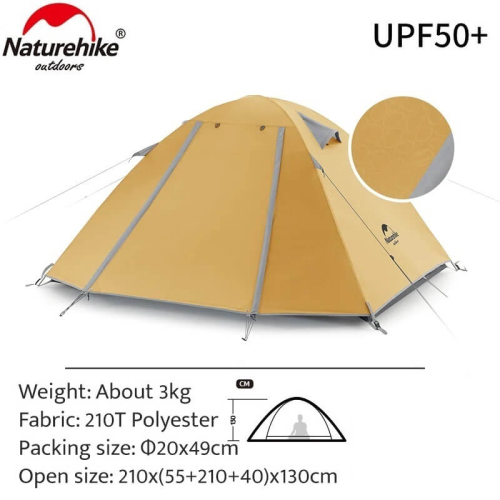 Naturehike P-Series Aluminum Pole Tent | Tent Camping Backpacking & Hiking(Yellow)