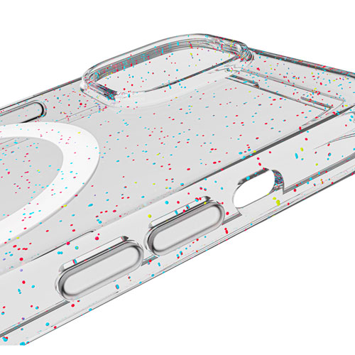 Étui rigide ajusté Carve de BodyGuardz avec MagSafe pour iPhone 15 - Paillettes argentées