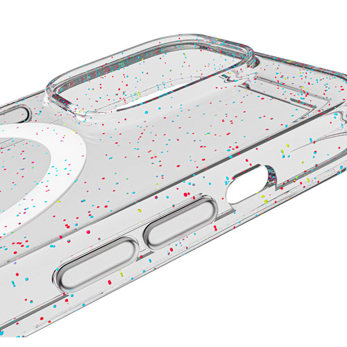 Étui rigide ajusté Carve de BodyGuardz avec MagSafe pour iPhone 15 Pro - Paillettes argentées