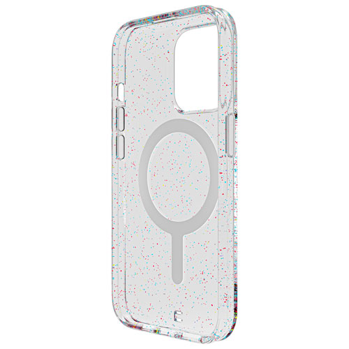 Étui rigide ajusté Carve de BodyGuardz avec MagSafe pour iPhone 15 Pro - Paillettes argentées