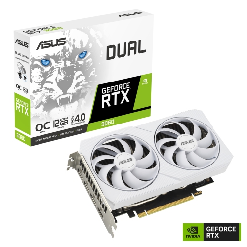 Carte graphique ASUS DUAL-RTX3060-O12G-WHITE GeForce RTX 3060 White OC 12&nbsp;Go GDDR6 192 bits