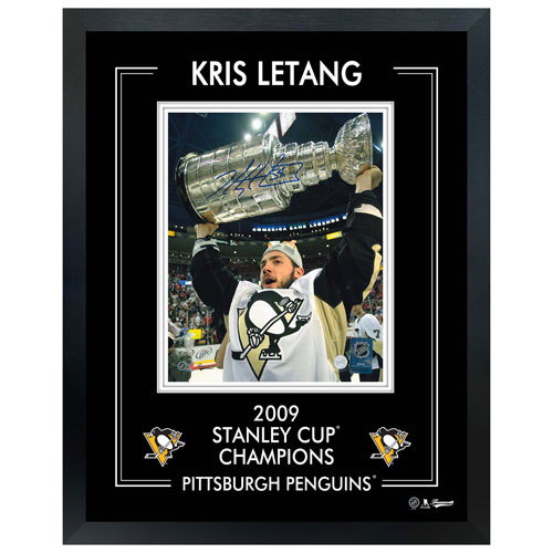 Frameworth Pittsburgh Penguins: Kris Letang 2009 Stanley Cup-V Framed Signed Photo