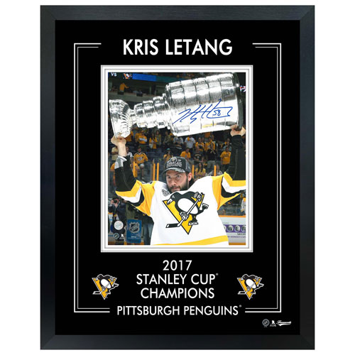 Frameworth Pittsburgh Penguins: Kris Letang 2017 Stanley Cup-V Framed Signed Photo
