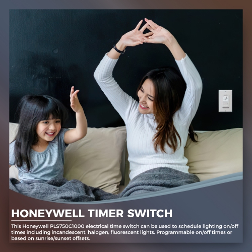 Honeywell – Commutateur à minuterie PLS750C1000 avec Sunrise Sunset simple ou 3 voies