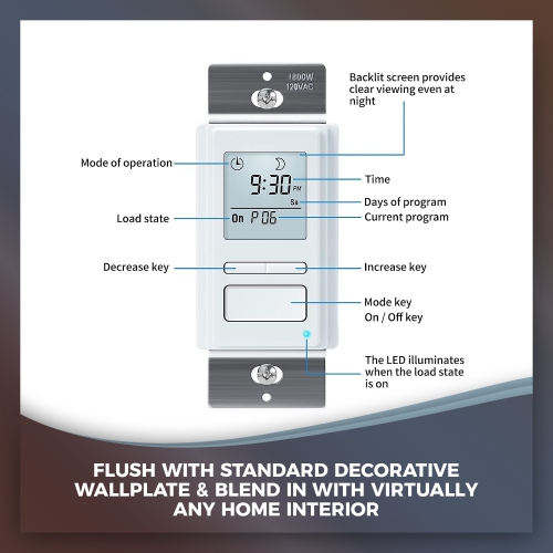 Honeywell – Commutateur à minuterie PLS750C1000 avec Sunrise Sunset simple ou 3 voies