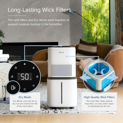 LEVOIT Smart Evaporative Humidifier for Large Room and Home Whole House up to 3000ft², 6 Gal, Last 72-Hour, Premium Filter, Dry Mode, Water Fill Hose