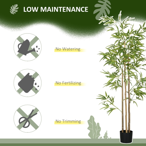 HOMCOM 6ft Set of 2 Artificial Bamboo with Pot, Indoor Fake Plants for Home Office Living Room Decor