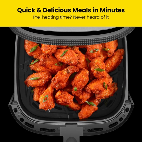 Touch Air Fryer, XL 7.5-Liter Family Size, One-Touch Digital Control Presets, French Fries, Chicken, Meat, Fish
