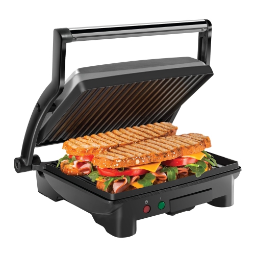 Panini Press Grill and Gourmet Sandwich Maker, Non-Stick Coated Plates, Opens 180 Degrees