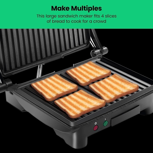 Panini Press Grill and Gourmet Sandwich Maker, Non-Stick Coated Plates, Opens 180 Degrees