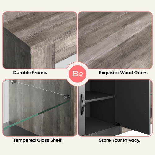 Bestier 70 Inch Led TV Stand for 75 Inch TV Large Entertainment Center Gaming with Adjustable Glass Shelves Two Cabinets Modern TV Console for Living